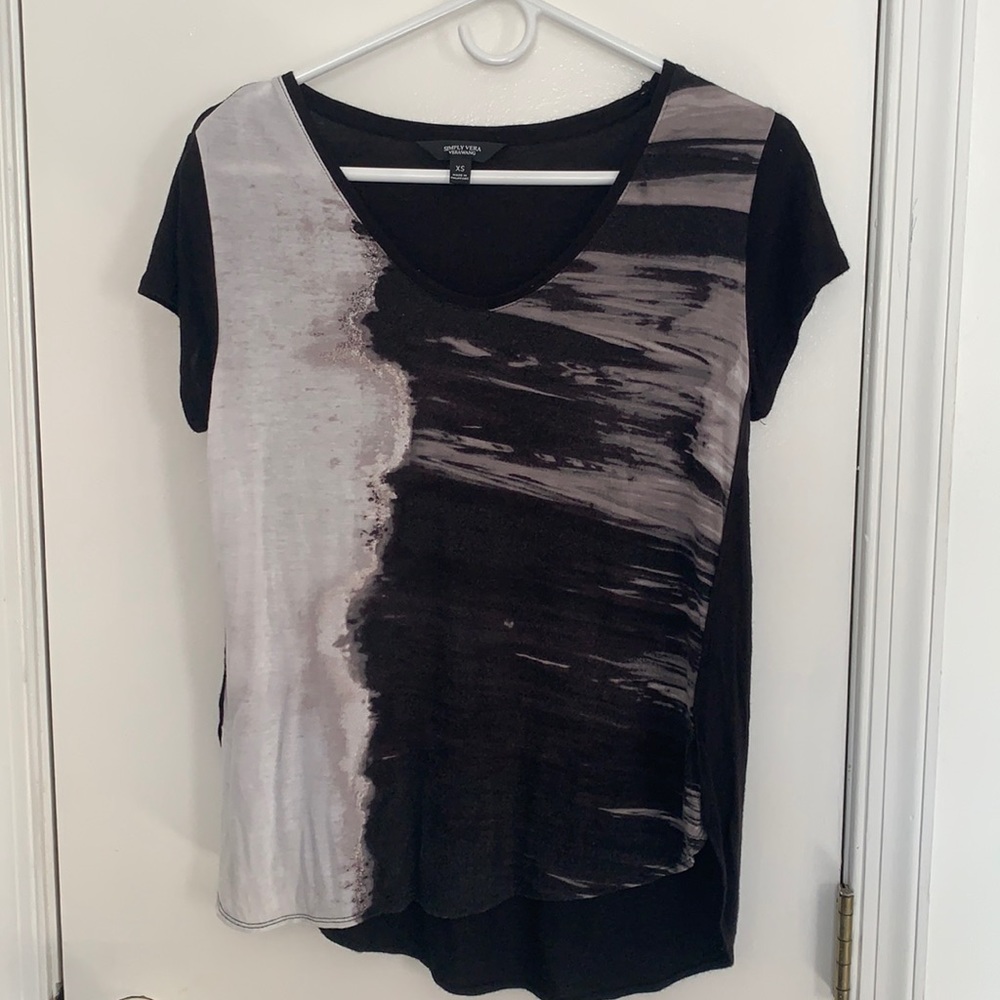 Simply Vera Vera Wang Black Patterned Blouse size XS